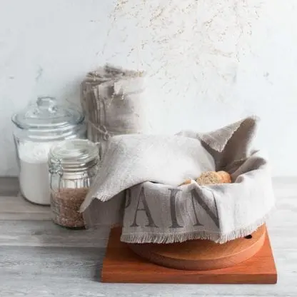Linge pour la corbeille à pain | Lin naturel | Bords effilochés