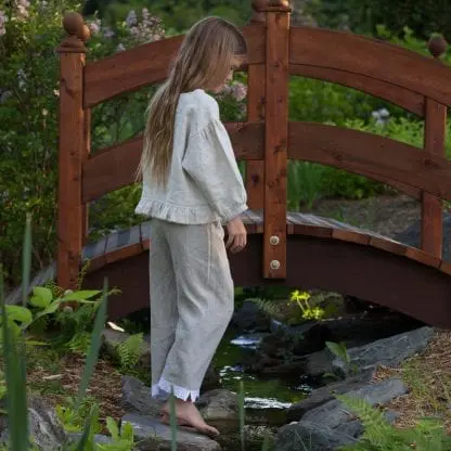 Flora Trousers | Pure Eco Linen | For Girls