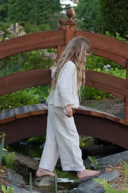 Flora Trousers | Pure Eco Linen | For Girls - Image 2