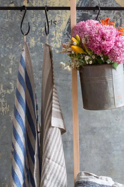 Blue Striped Kitchen Towels | Pure Eco Linen Canvas - Image 5