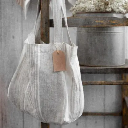 Tote Bag | Pure Eco Linen | Natural with Stripes