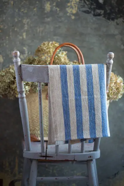Blue Striped Kitchen Towels | Pure Eco Linen Canvas