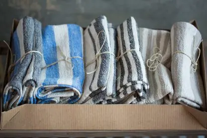 Blue Striped Kitchen Towels | Pure Eco Linen Canvas - Image 6