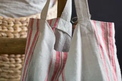 Tote Bag | Pure Eco Linen | Natural with Stripes - Image 7