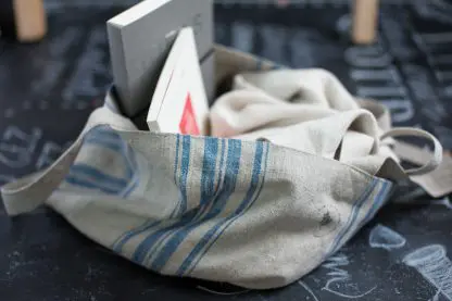 Tote Bag | Pure Eco Linen | Natural with Stripes - Image 9