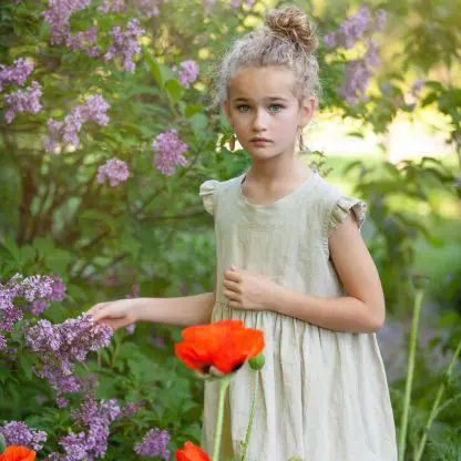 Béatrice Style Dress | Linen and Cotton | For Girls