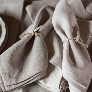 Eight Owls Linen Napkins -100% French Flax - Stonewashed Pure