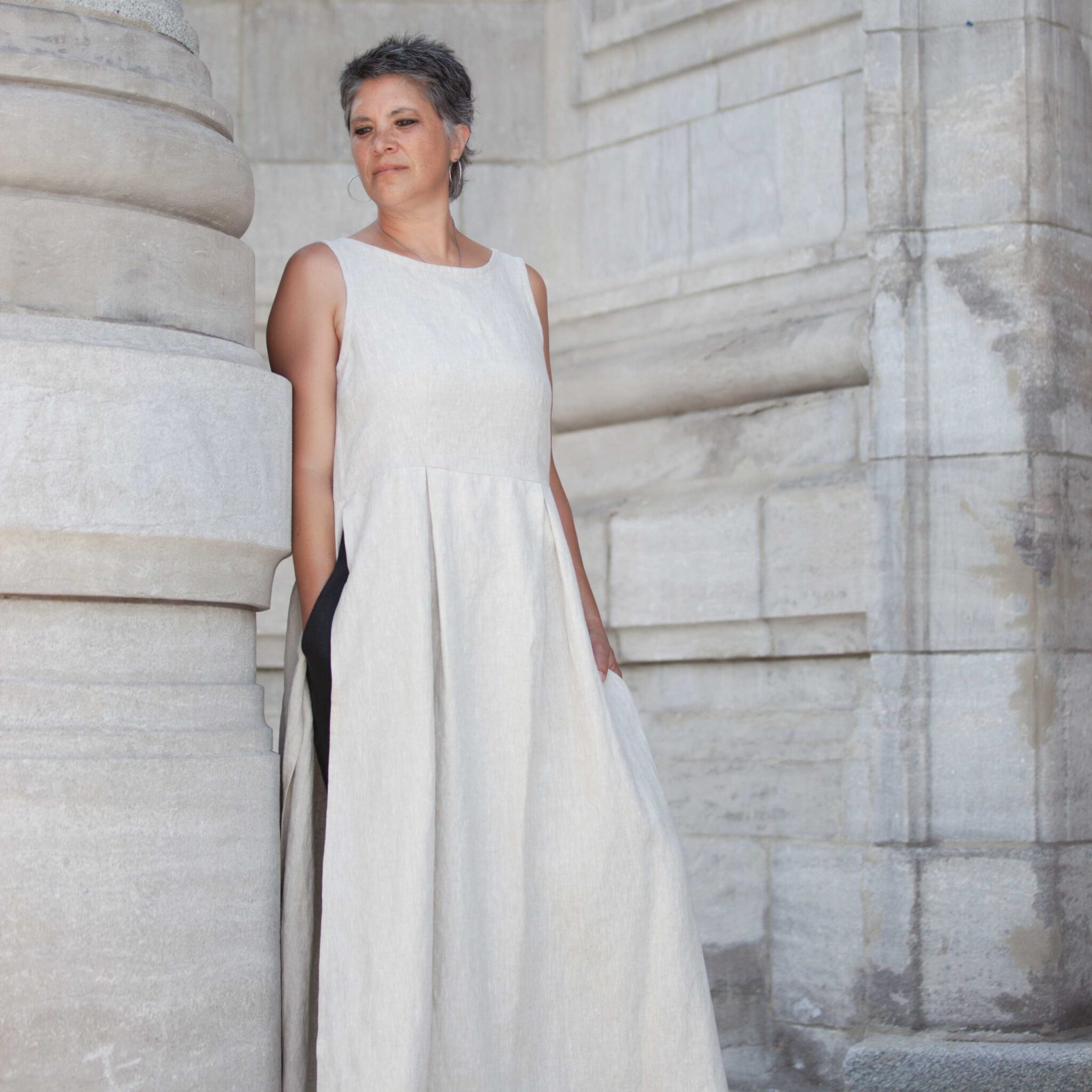 Linen white maxi sales dress